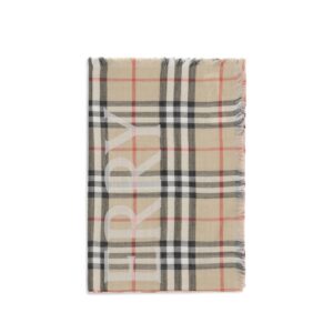 Stylish Beige Iconic Check Wool Scarf designed by Burberry
