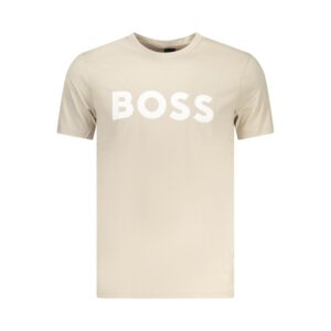 Beige Cotton Mens T-Shirt designed by Hugo Boss
