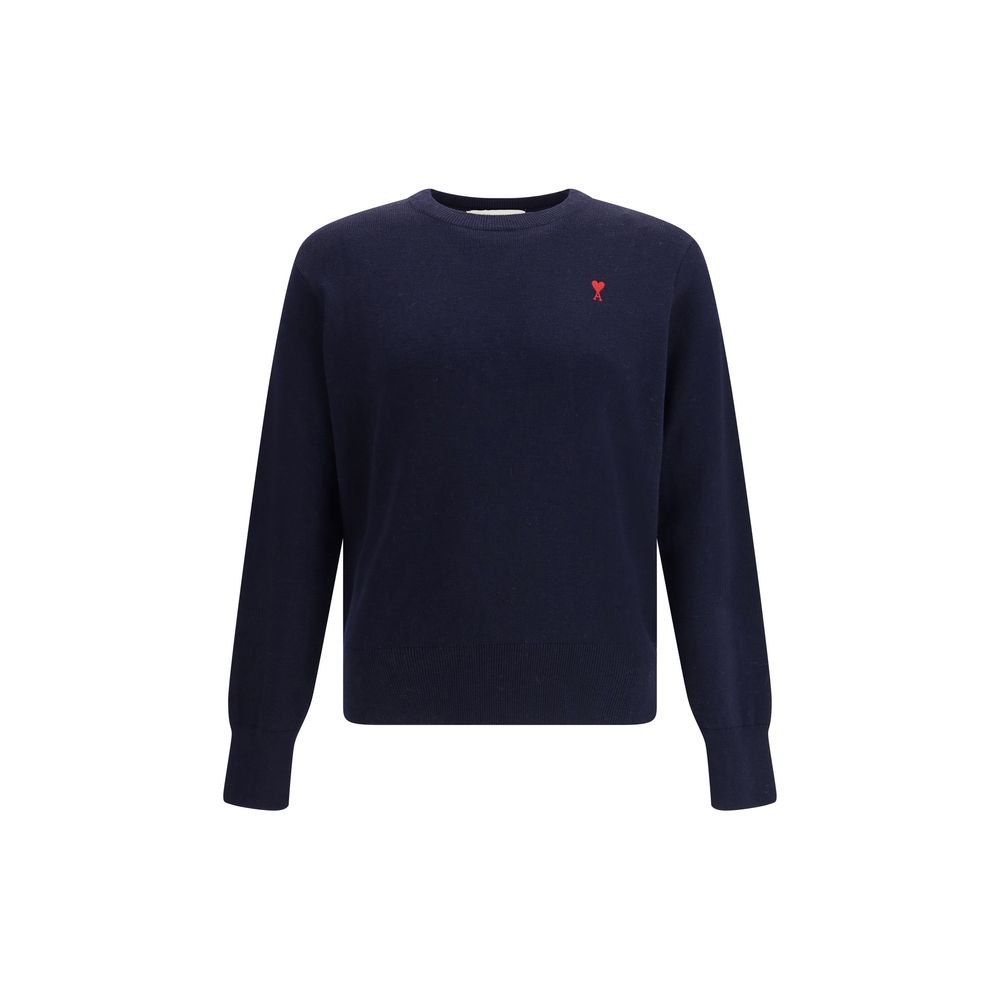 Trendy Blue Merino Wool Sweatshirt designed by Ami Paris