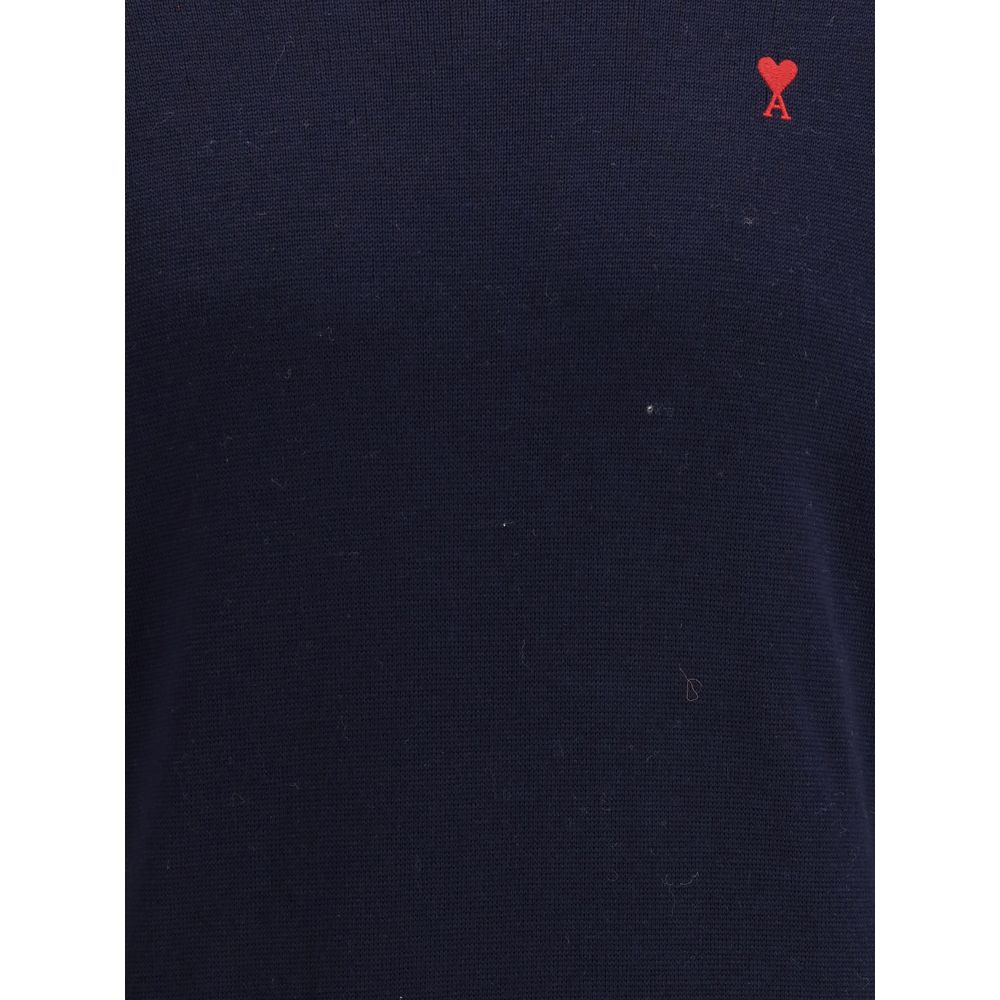 Trendy Blue Merino Wool Sweatshirt designed by Ami Paris - Image 3