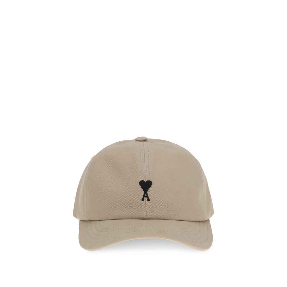 Stylish Beige Cotton Baseball Cap designed by Ami Paris