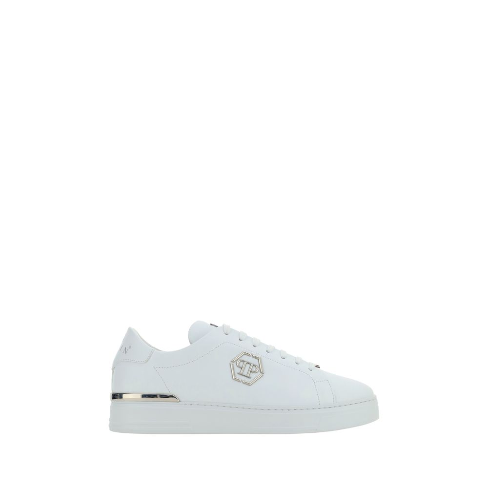 White Leather Low Top Sneakers designed by Phillipp Plein