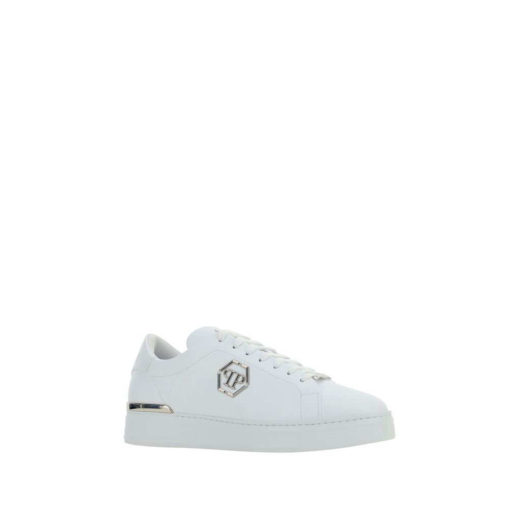 White Leather Low Top Sneakers designed by Phillipp Plein - Image 2