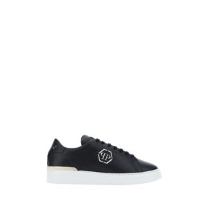 Trendy Black Leather Low Top Sneakers designed by Phillipp Plein