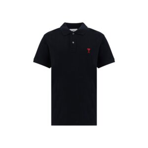 Stylish Black Cotton Polo Shirt designed by Ami Paris