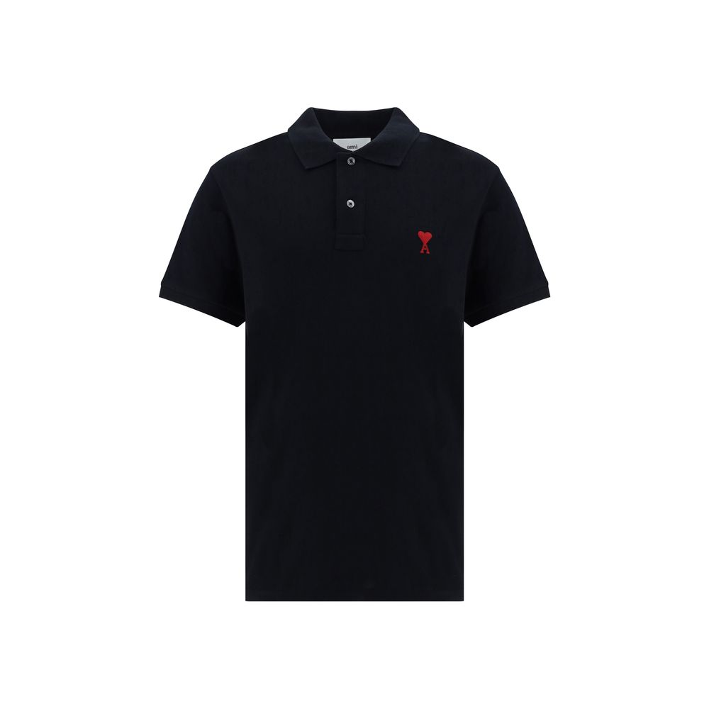 Stylish Black Cotton Polo Shirt designed by Ami Paris