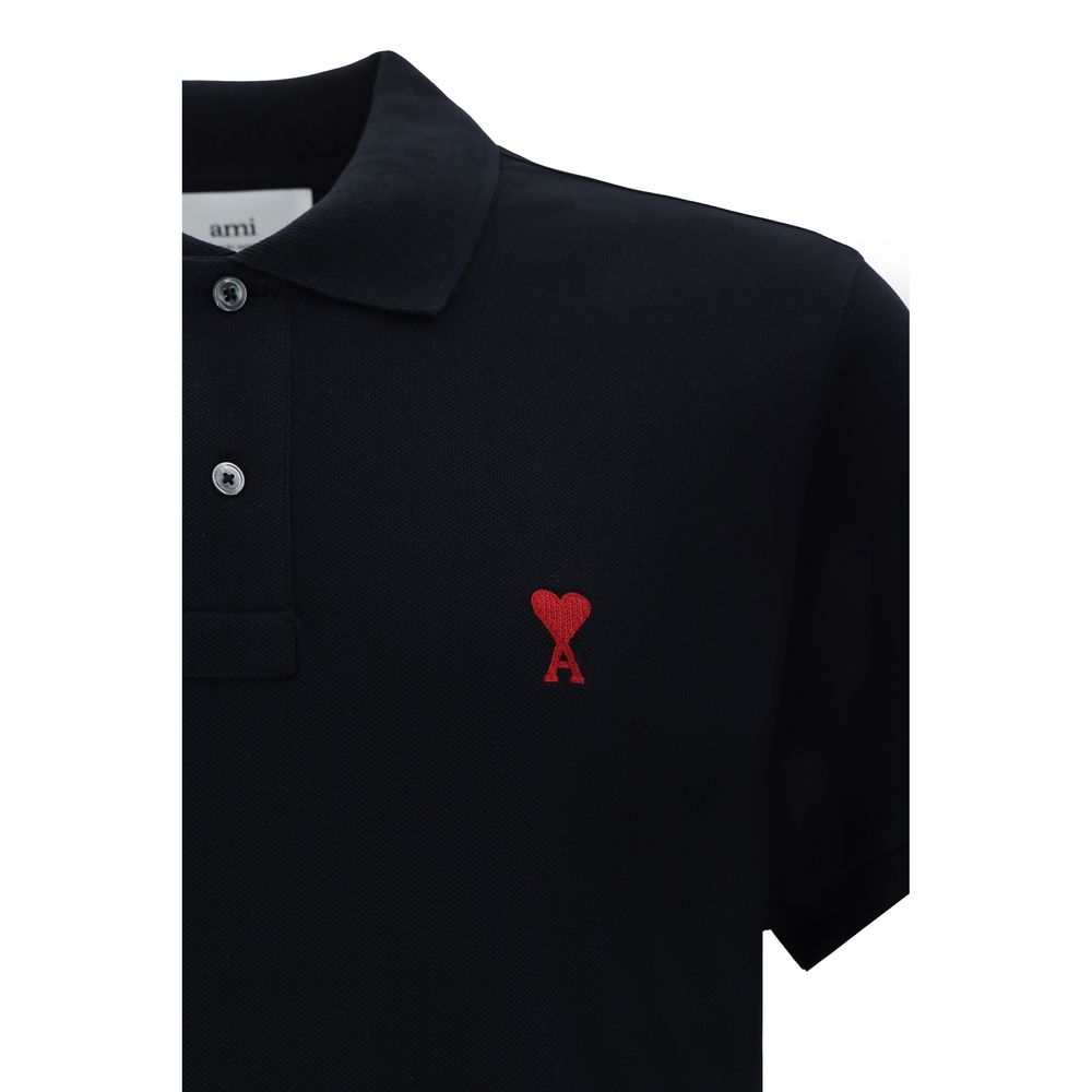 Stylish Black Cotton Polo Shirt designed by Ami Paris - Image 3