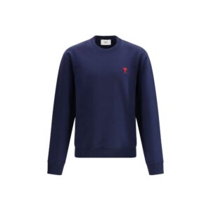 Trendy Blue Cotton Sweatshirt designed by Ami Paris