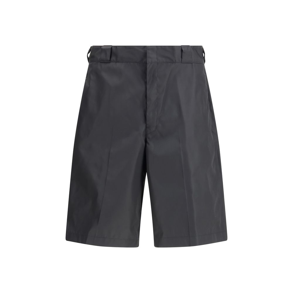 Trendy Black Re-Nylon Bermuda Shorts designed by Prada