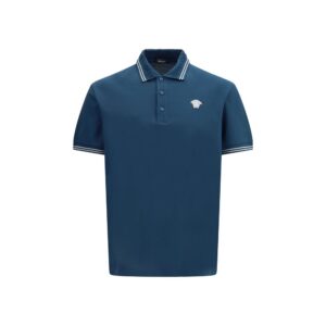 Elegant Blue Soft Cotton Polo designed by Versace