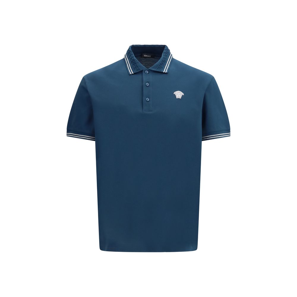 Elegant Blue Soft Cotton Polo designed by Versace