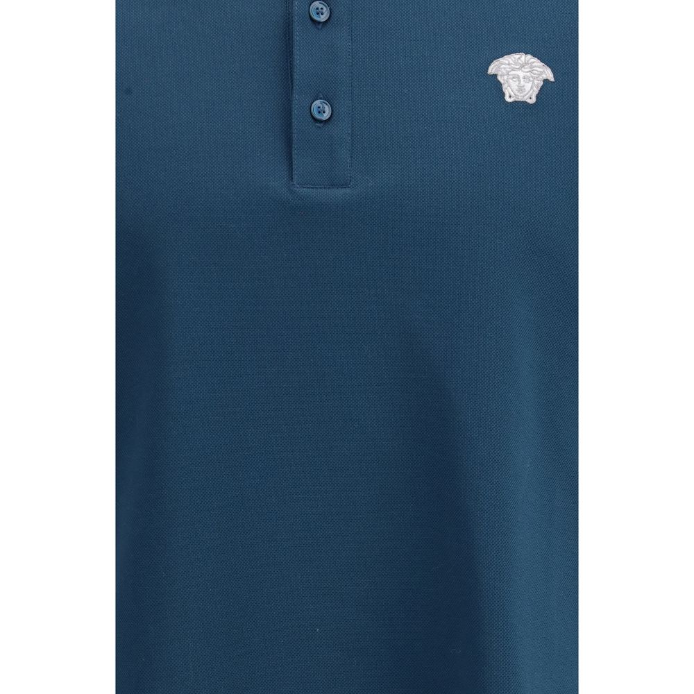 Elegant Blue Soft Cotton Polo designed by Versace - Image 3