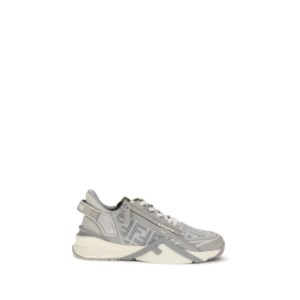 Trendy Gray Leather Athletic Sneakers designed by Fendi