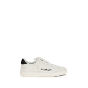 Elegant White Leather Low Top Sneakers designed by Balmain