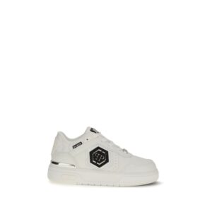 White Leather Athletic Sneakers designed by Phillipp Plein