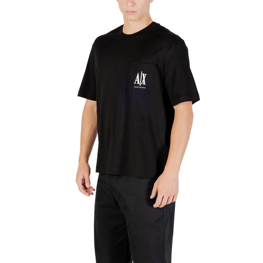 Stylish Black Cotton T-Shirt designed by Armani Exchange - Image 3