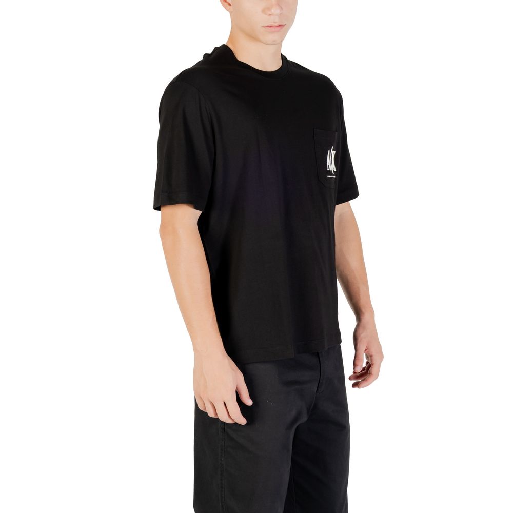 Stylish Black Cotton T-Shirt designed by Armani Exchange - Image 4