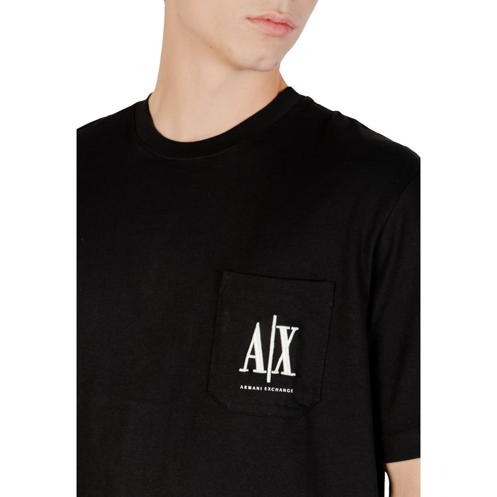 Stylish Black Cotton T-Shirt designed by Armani Exchange - Image 5