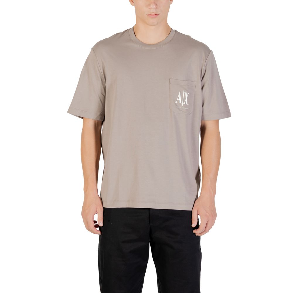 Stylish Brown Cotton T-Shirt designed by Armani Exchange