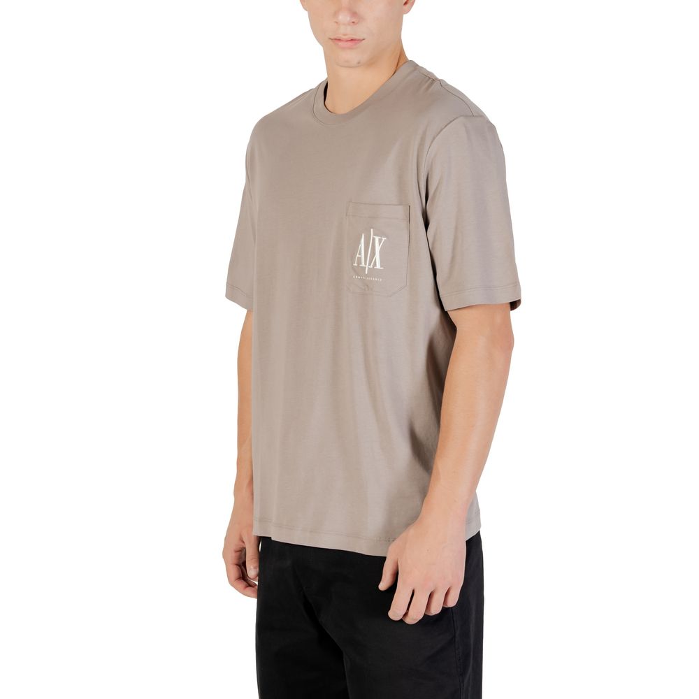 Stylish Brown Cotton T-Shirt designed by Armani Exchange - Image 3