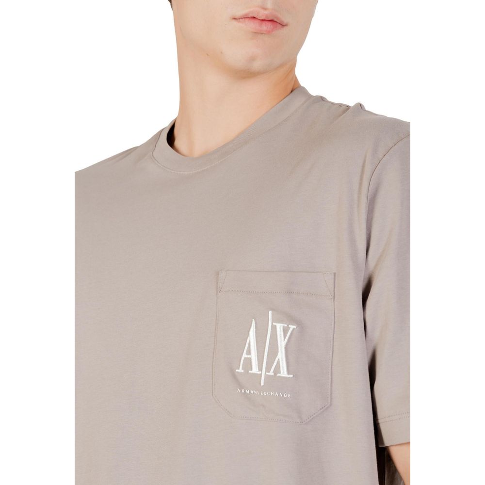 Stylish Brown Cotton T-Shirt designed by Armani Exchange - Image 5