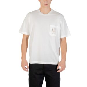 Trendy Cream Cotton T-Shirt designed by Armani Exchange