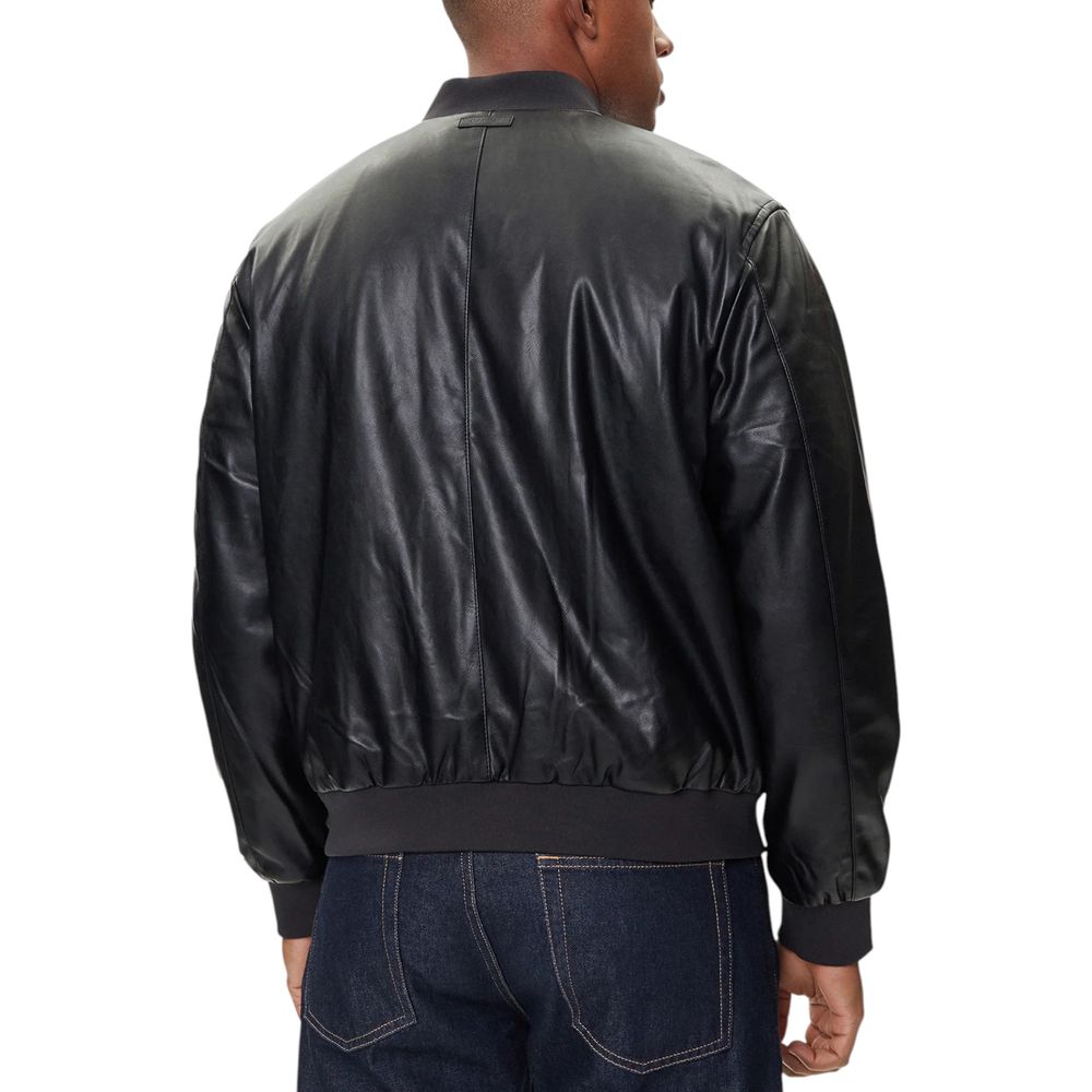 Trendy Black Polyethylene Bomber designed by Calvin Klein - Image 2