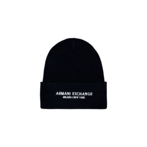 Blue Polyester Beanie designed by Armani Exchange