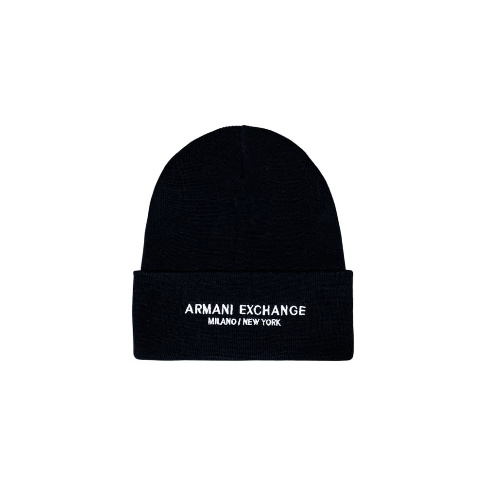 Blue Polyester Beanie designed by Armani Exchange