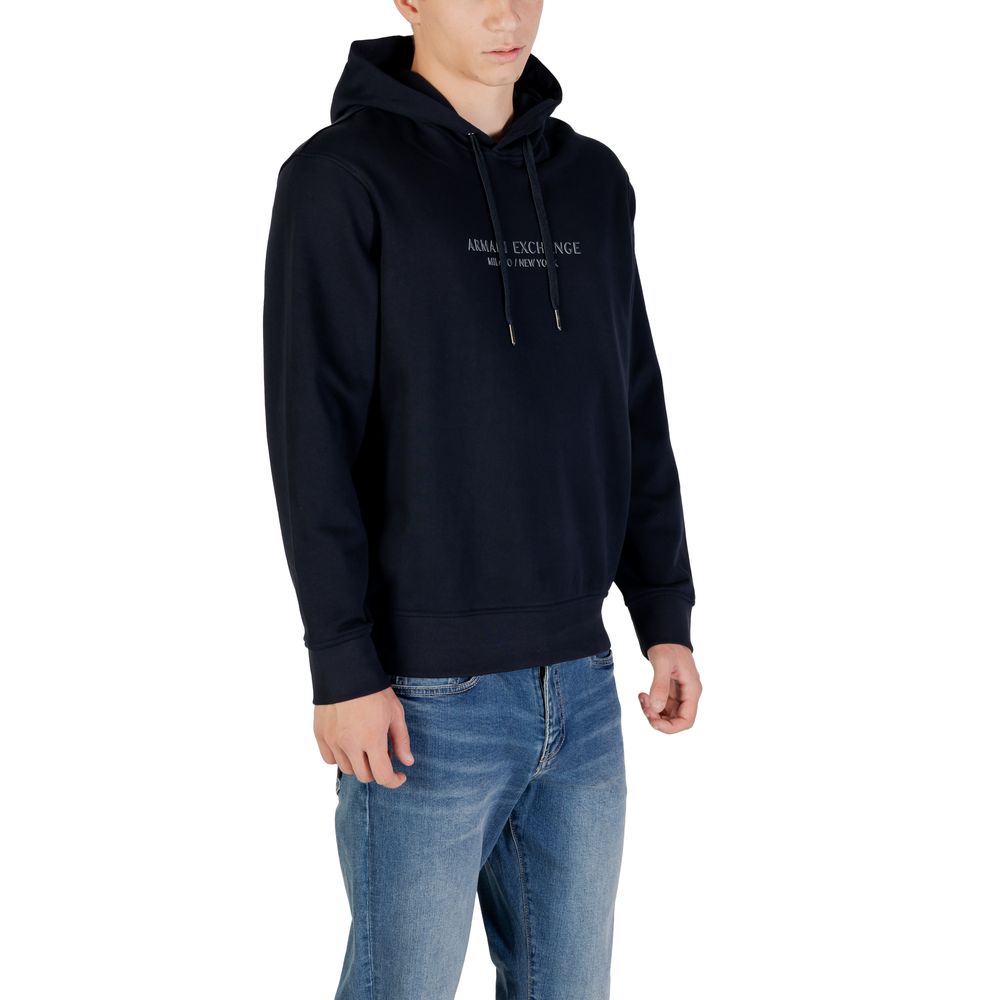 Smart Blue Cotton Hoodie designed by Armani Exchange - Image 3