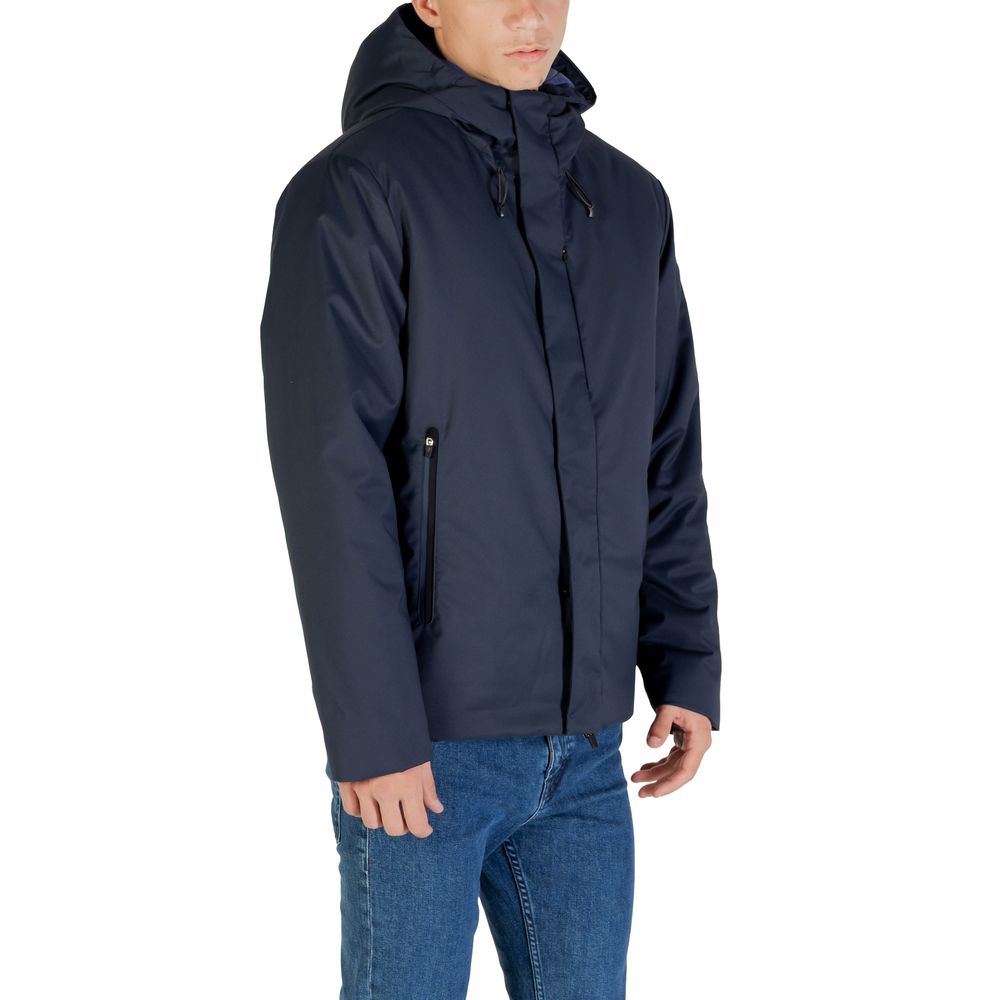 Trendy Blue Polyester Caban Coat designed by Emporio Armani - Image 3