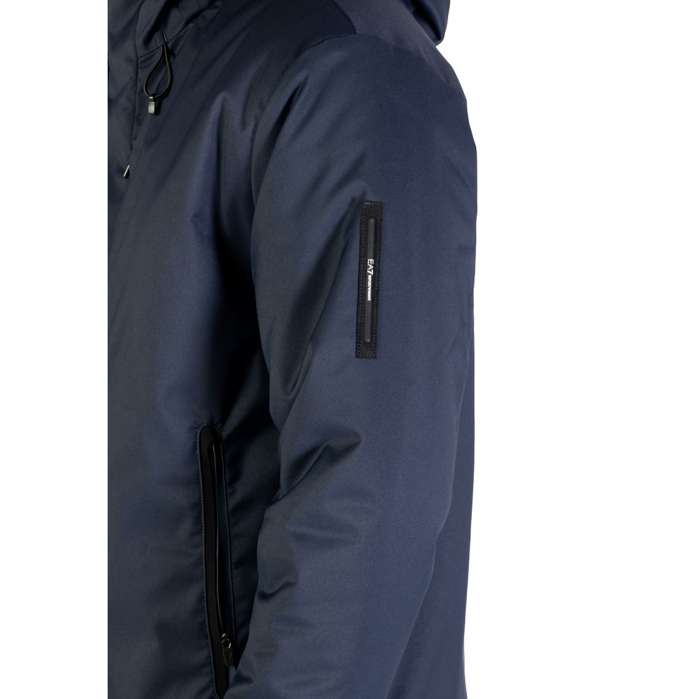 Trendy Blue Polyester Caban Coat designed by Emporio Armani - Image 5