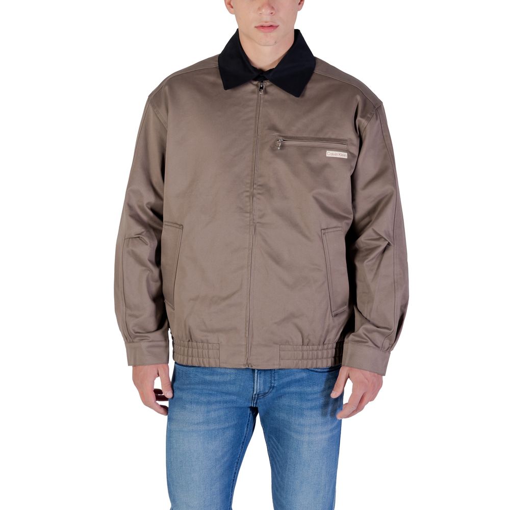 Classic Brown Cotton Bomber designed by Calvin Klein
