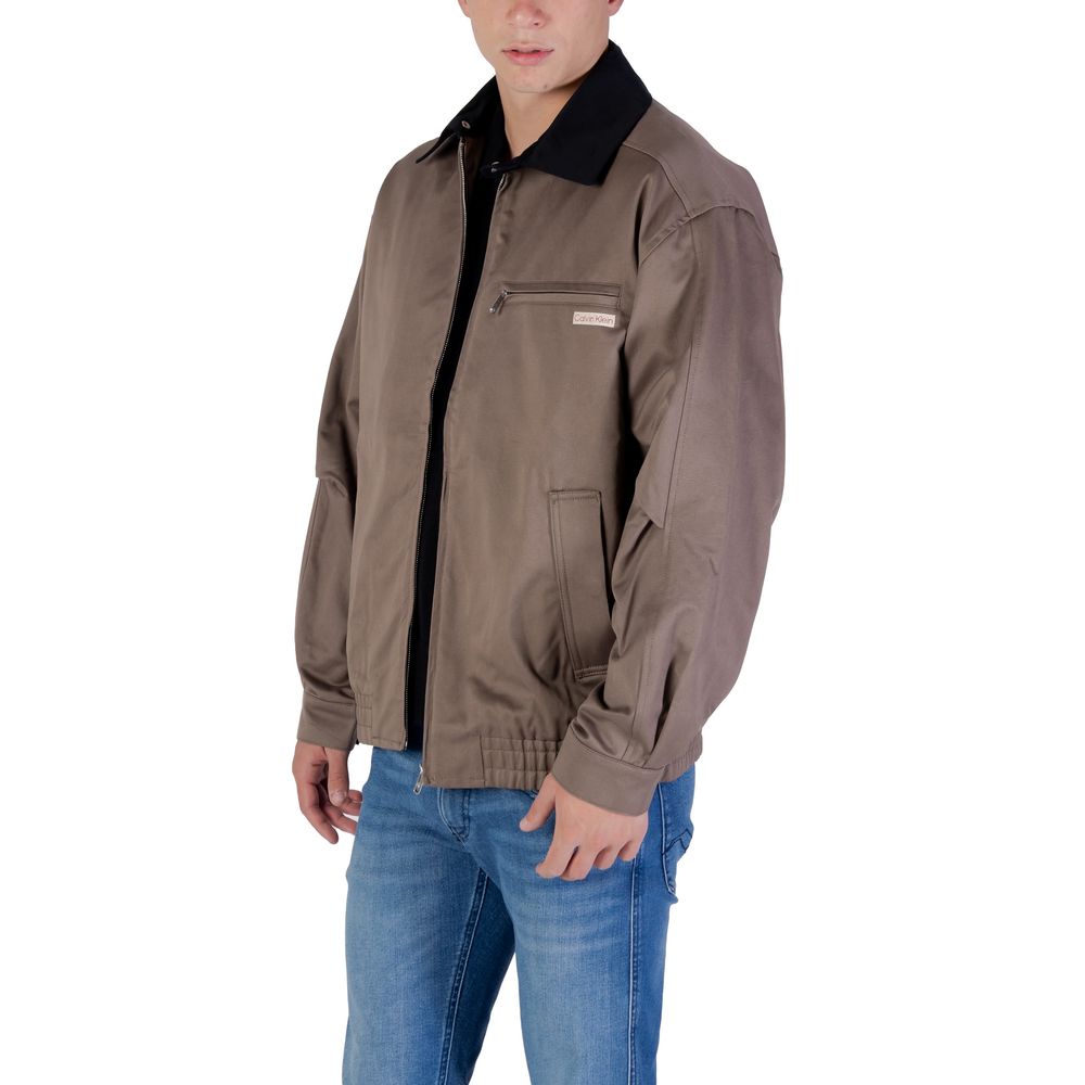 Classic Brown Cotton Bomber designed by Calvin Klein - Image 4