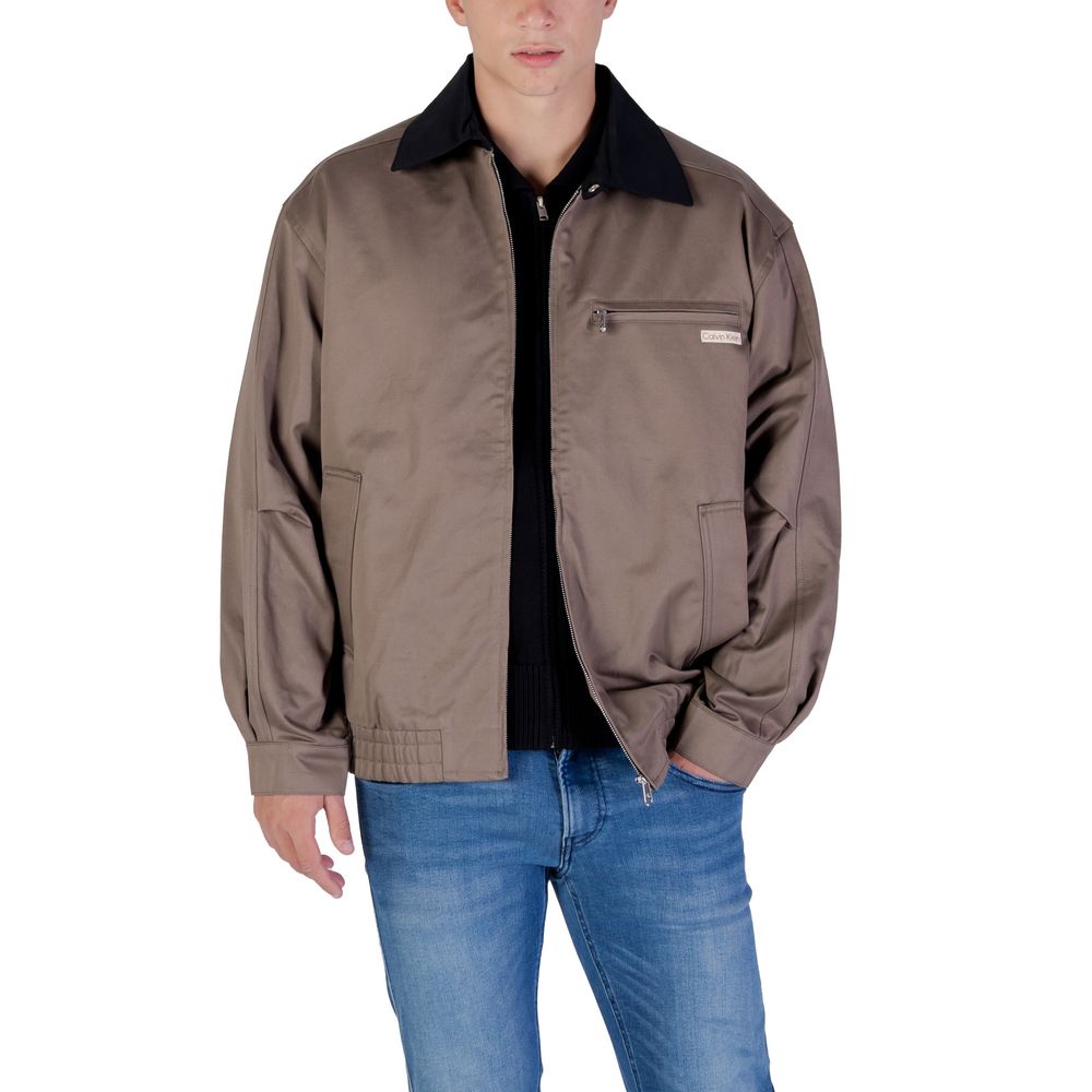 Classic Brown Cotton Bomber designed by Calvin Klein - Image 5