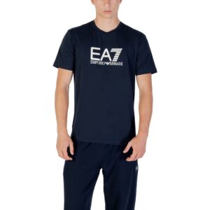 Stylish Blue Cotton T-Shirt designed by Emporio Armani
