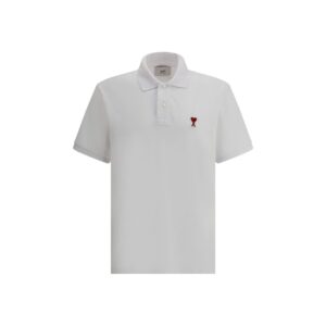 Stylish White Soft Cotton Polo Shirt designed by Ami Paris