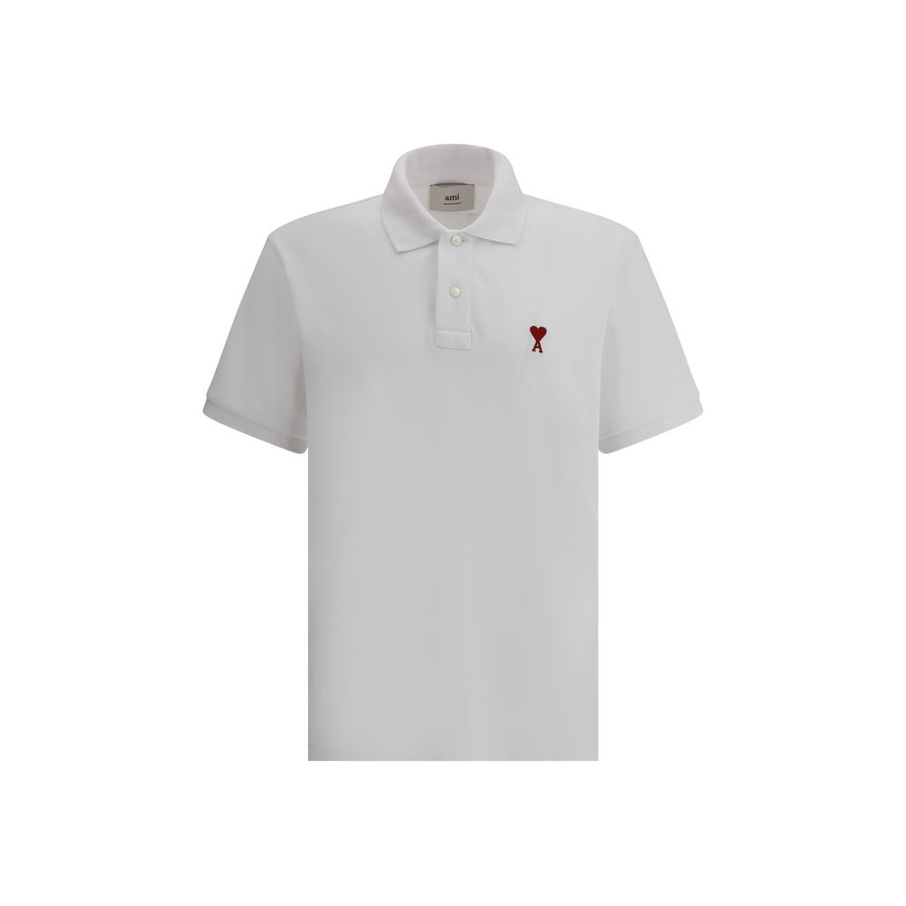 Stylish White Soft Cotton Polo Shirt designed by Ami Paris