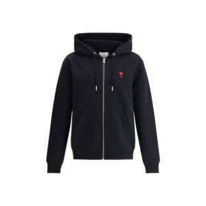 Elegant Black Soft Cotton Hoodie designed by Ami Paris