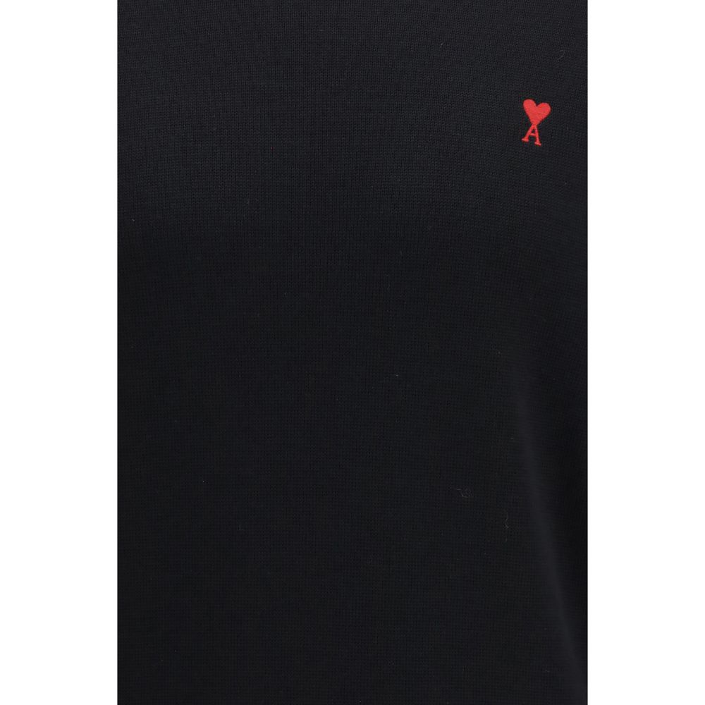 Elegant Black Merino Wool Sweatshirt designed by Ami Paris - Image 3