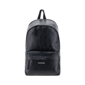 Black Leather Bos Taurus Backpack designed by Balenciaga