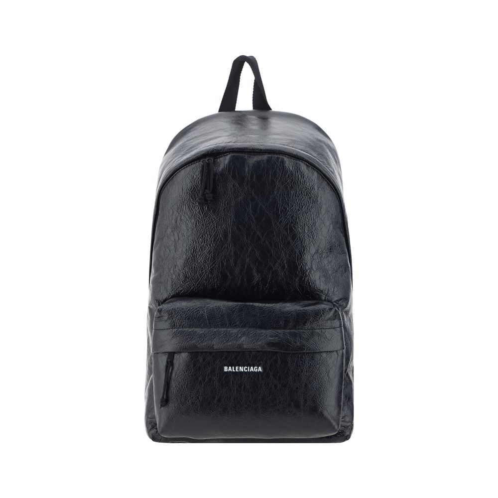Black Leather Bos Taurus Backpack designed by Balenciaga