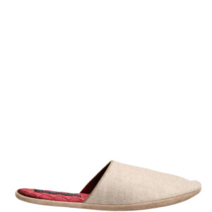 Beige Shetland Wool Red Quilted Slippers by Dolce&Gabbana