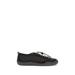 Elegant Black Leather Low Top Sneakers designed by Prada