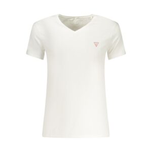 White Cotton Men's V-Neck T-Shirt designed by Guess