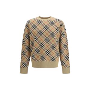 Opulent Beige Checked Cotton Sweatshirt designed by Burberry