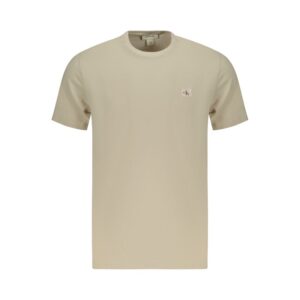 Beige Cotton Men T-Shirt