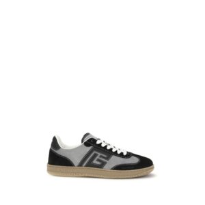 Gray Calf Leather Bos Taurus Low Top Sneakers
