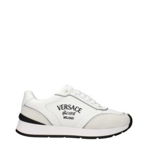 Stylish White Leather Athletic Sneakers designed by Versace
