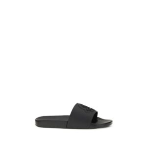 Trendy Black Rubber Basile Slippers designed by Moncler